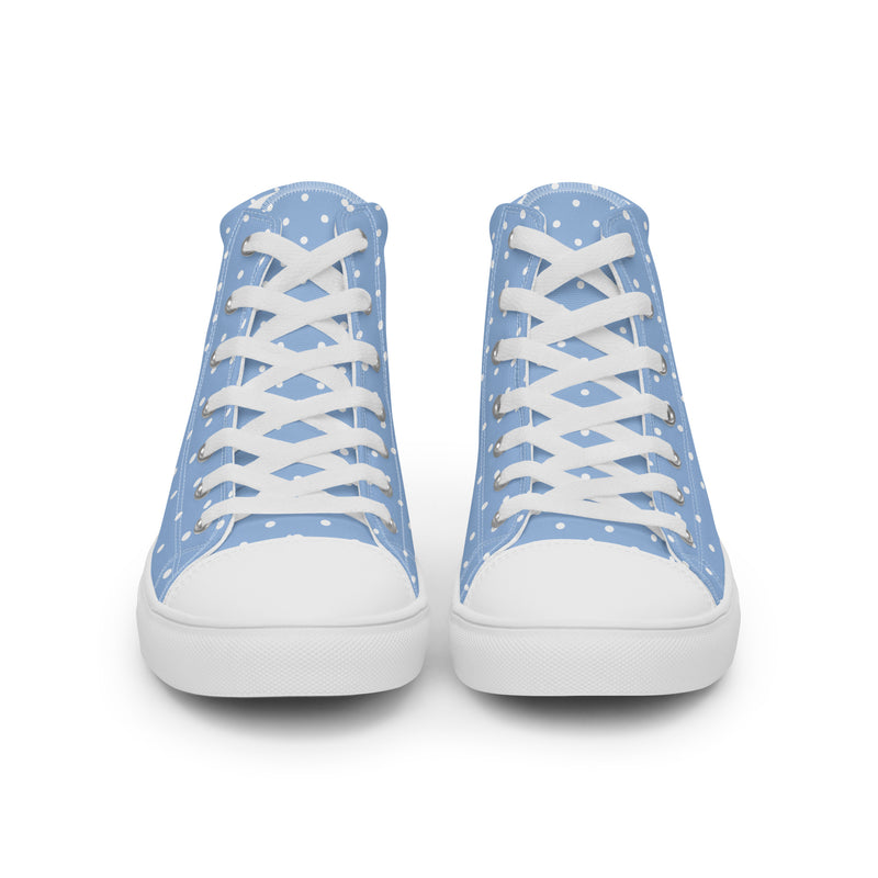 Blue Polka Dot High Top #239 - Close Up Detail | HA!LO Canvas Sneakers