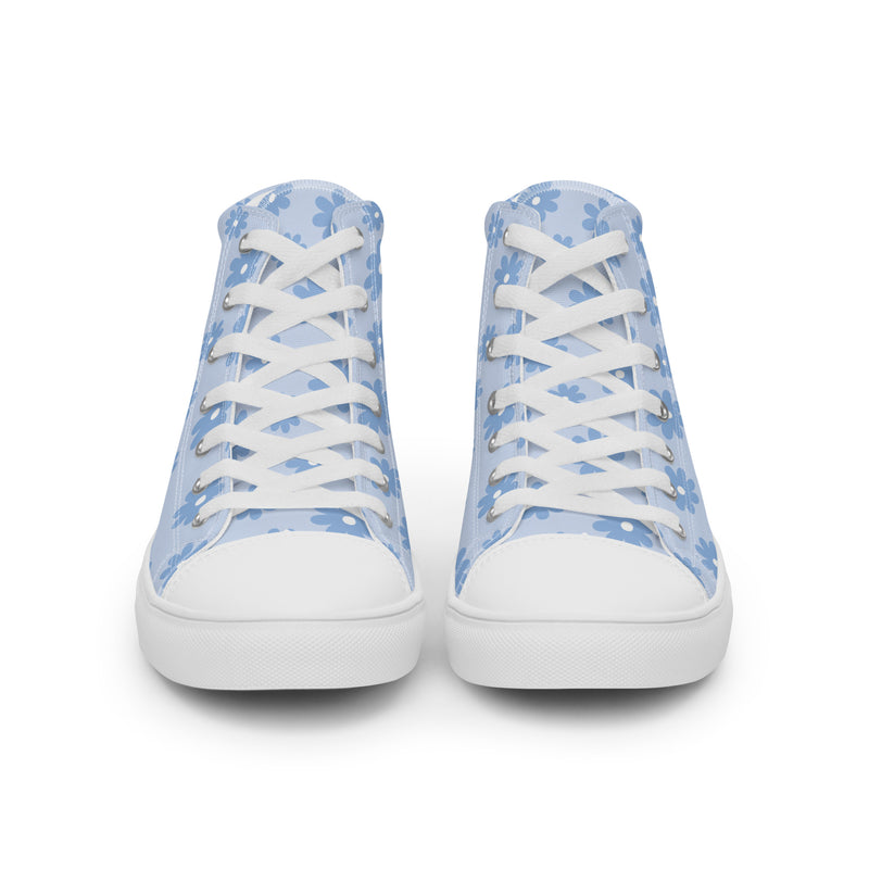 Blue Floral High Top #241 - Close Up Detail | HA!LO Canvas Sneakers