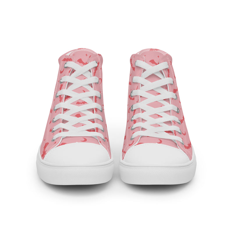 Pink Bat High Top #254 - Close Up Detail | HA!LO Canvas Sneakers