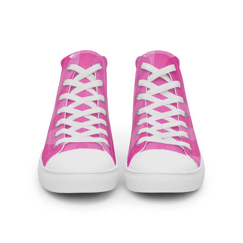 Pink Plaid High Top #274 - Close Up Detail | HA!LO Canvas Sneakers