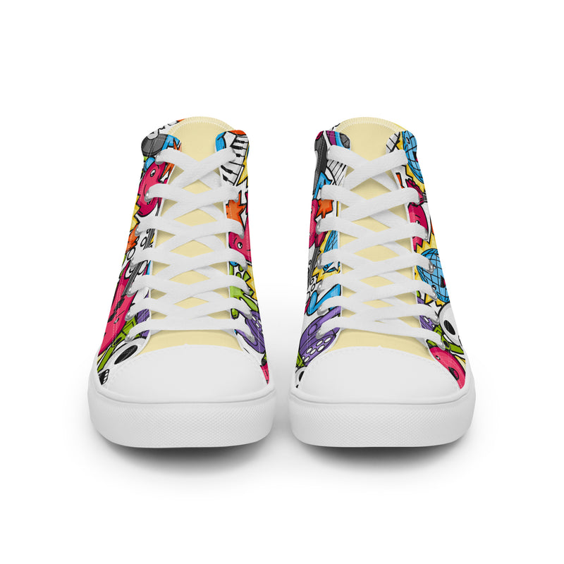 Monster Doodle High Top #275 - Close Up Detail | HA!LO Canvas Sneakers