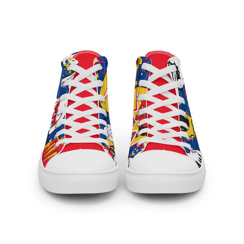 Comic Pow High Top #284 - Close Up Detail | HA!LO Canvas Sneakers