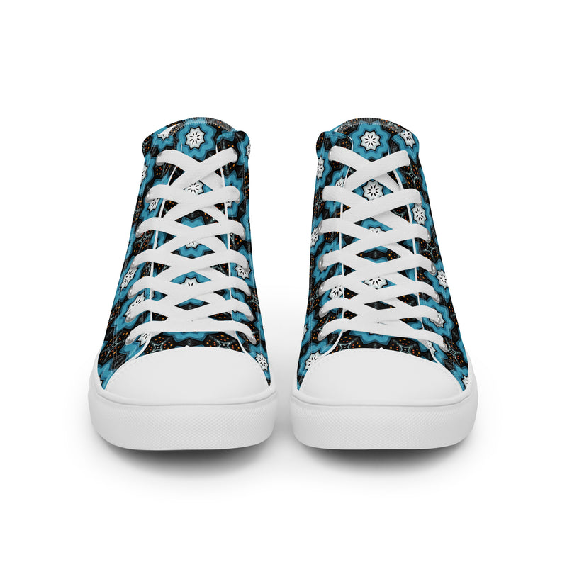 Teal Mandala High Top #293 - Close Up Detail | HA!LO Canvas Sneakers