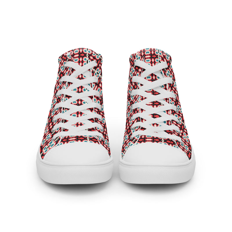 Red Mosaic High Top #292 - Close Up Detail | HA!LO Canvas Sneakers