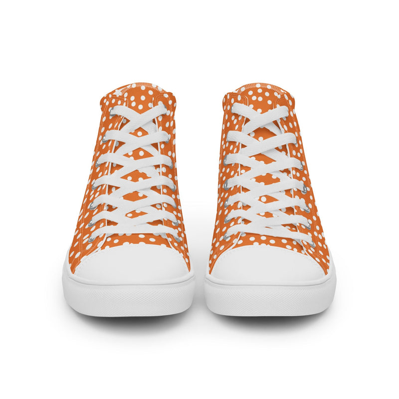 Orange Polka Dot High Top #310 - Close Up Detail | HA!LO Canvas Sneakers