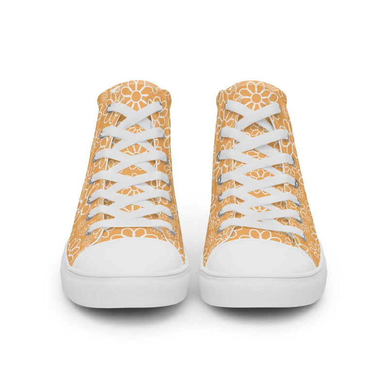 Gold Daisy High Top #313 - Close Up Detail | HA!LO Canvas Sneakers