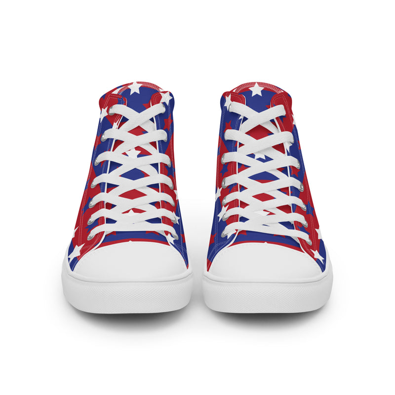 Patriotic Star High Top #322 - Angled View | HA!LO Canvas Sneakers