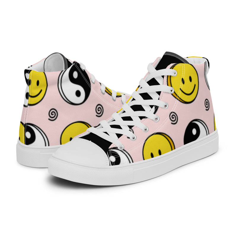 Smiley Yin Yang High Top #5 - Canvas High Top Sneakers | HA!LO