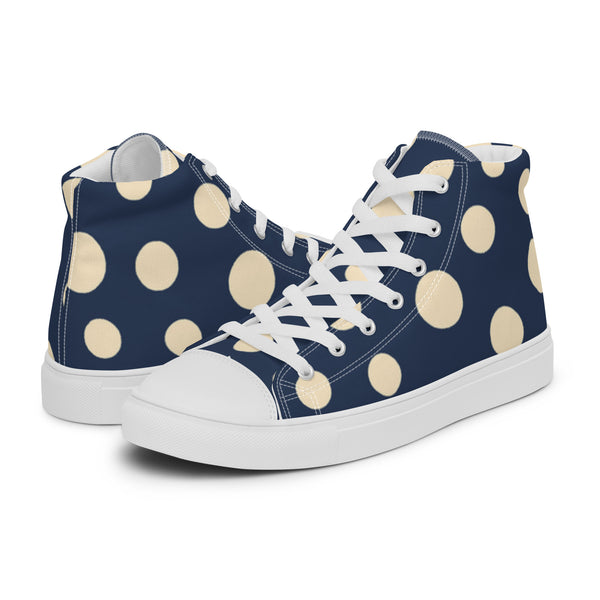HA!LO Navy Gold Dot #19 Men’s Canvas High Top Sneakers