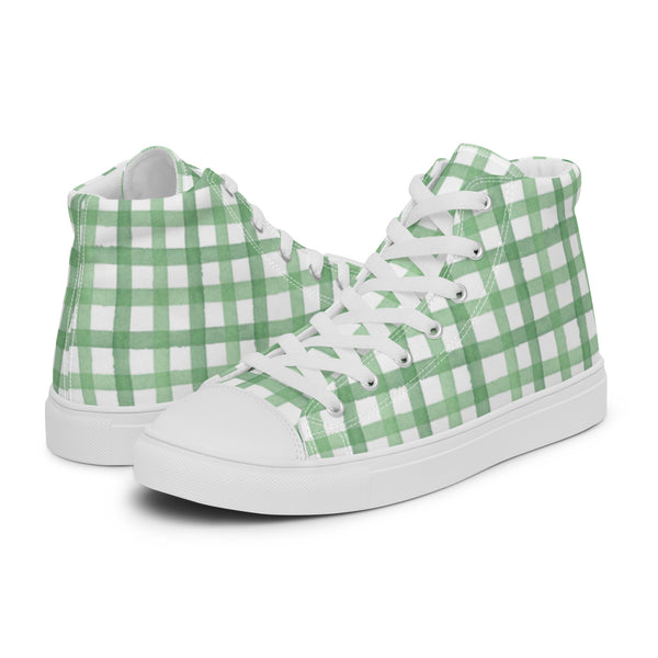 HA!LO Green Gingham #21 Men’s Canvas High Top Sneakers