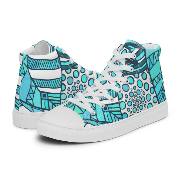 HA!LO Teal Patchwork #50 Men’s Canvas High Top Sneakers