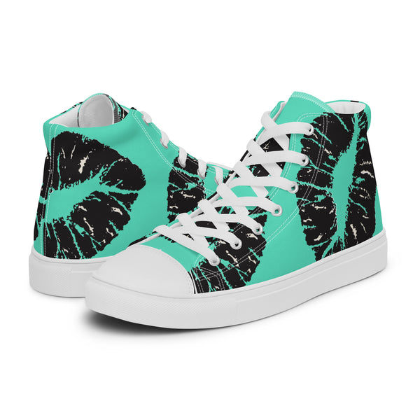 HA!LO Teal Monstera #52 Men’s Canvas High Top Sneakers
