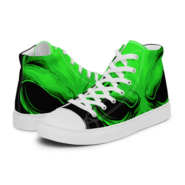 HA!LO Neon Green Swirl #54 Men’s Canvas High Top Sneakers