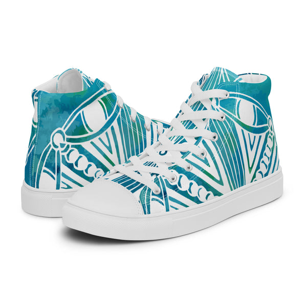 HA!LO Teal Abstract #64 Men’s Canvas High Top Sneakers