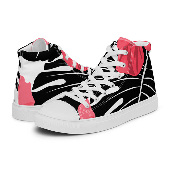 HA!LO Pink Abstract #85 Men’s Canvas High Top Sneakers