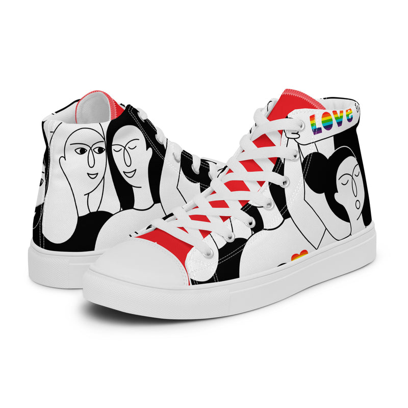 Line Art Face High Top #87 - Canvas High Top Sneakers | HA!LO