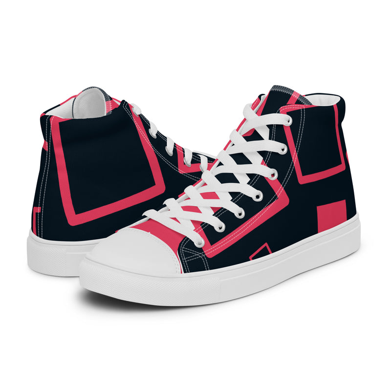 Navy Abstract High Top #88 - Canvas High Top Sneakers | HA!LO