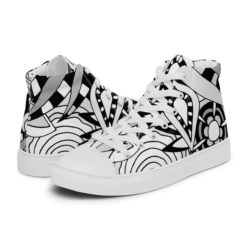 Abstract B&W High Top #89 - Canvas High Top Sneakers | HA!LO