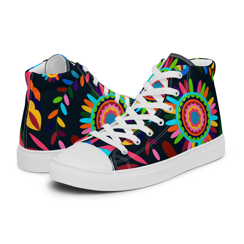 Neon Mandala High Top #92 - Canvas High Top Sneakers | HA!LO