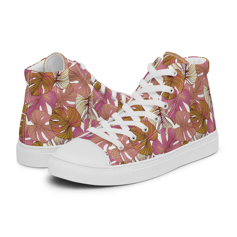 Tropical Flower High Top #117 - Canvas High Top Sneakers | HA!LO