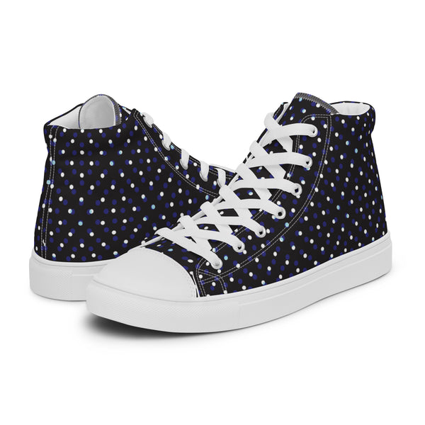 HA!LO Navy Polka Dot #118 Men’s Canvas High Top Sneakers