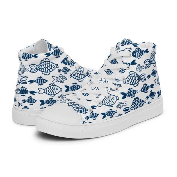 HA!LO Blue Fish #119 Men’s Canvas High Top Sneakers