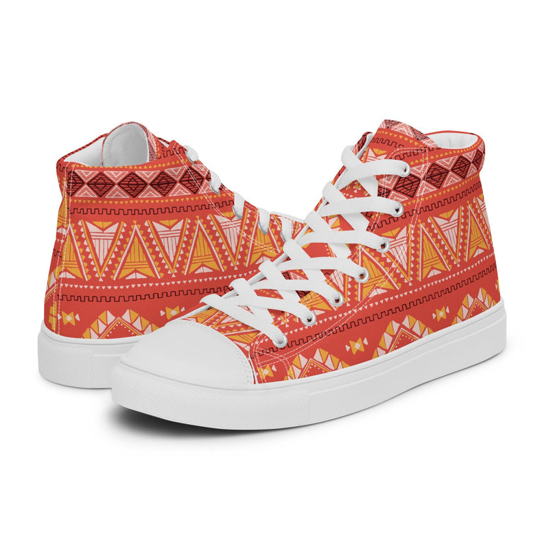 Aztec Red High Top #127 - Canvas High Top Sneakers | HA!LO