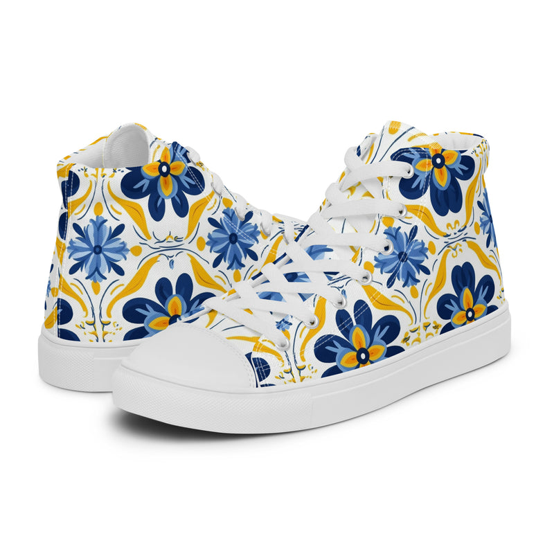 Folk Floral High Top #134 - Canvas High Top Sneakers | HA!LO