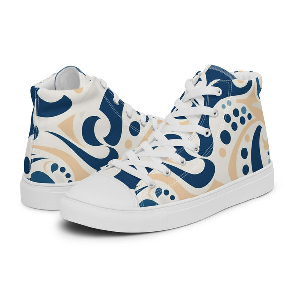 HA!LO Blue Folk #137 Men’s Canvas High Top Sneakers