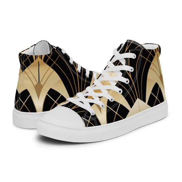 HA!LO Art Deco Gold #138 Men’s Canvas High Top Sneakers