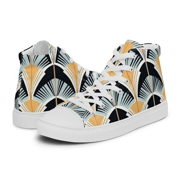 HA!LO Art Deco Fan #144 Men’s Canvas High Top Sneakers