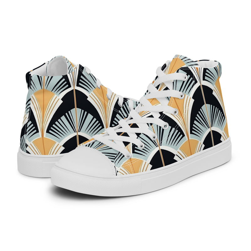 Art Deco Fan High Top #144 - Canvas High Top Sneakers | HA!LO