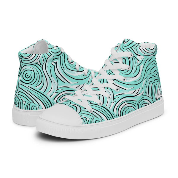 HA!LO Teal Swirl #145 Men’s Canvas High Top Sneakers