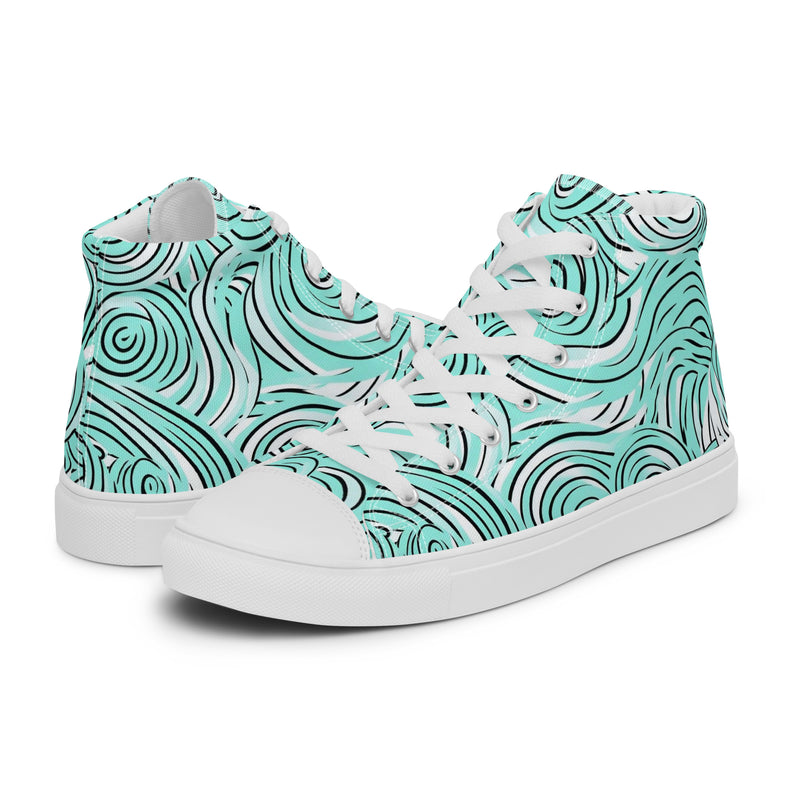 Teal Swirl High Top #145 - Canvas High Top Sneakers | HA!LO