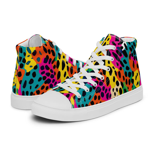 HA!LO Rainbow Leopard #147 Men’s Canvas High Top Sneakers