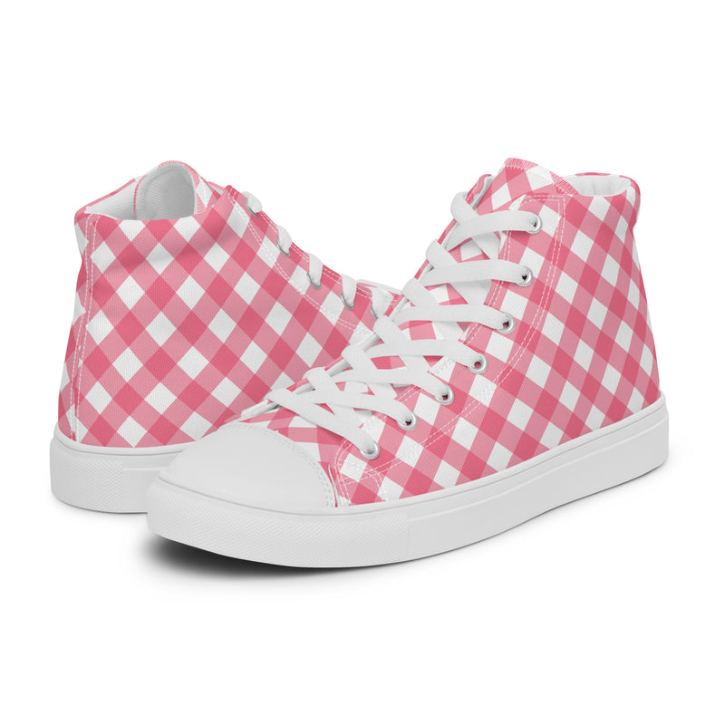 Rose Gingham High Top #194 - Canvas High Top Sneakers | HA!LO