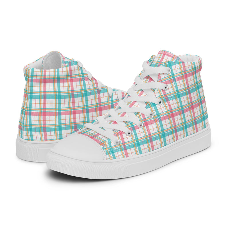 Mint Plaid High Top #199 - Canvas High Top Sneakers | HA!LO