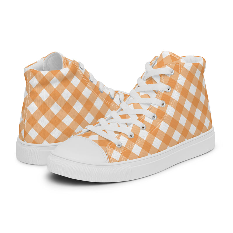Orange Check High Top #201 - Canvas High Top Sneakers | HA!LO