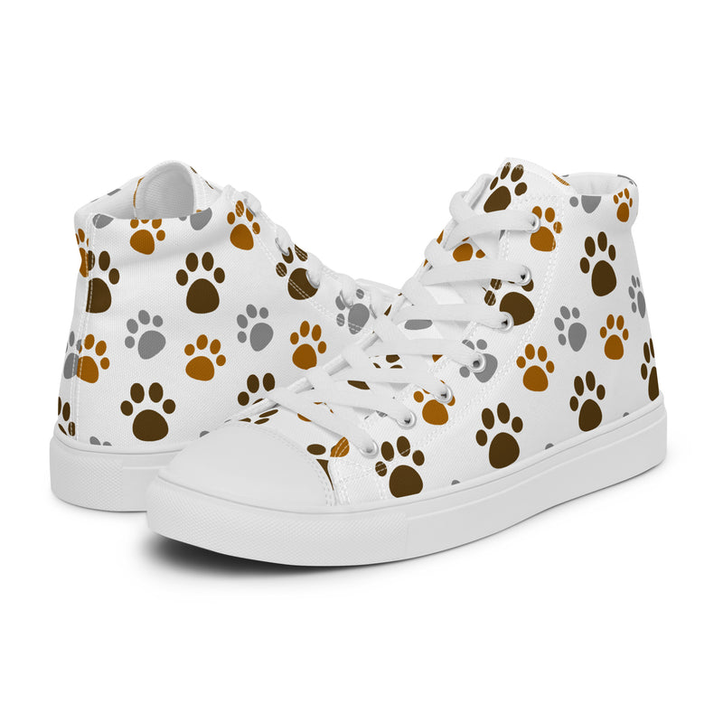 Paw Print Brown High Top #210 - Canvas High Top Sneakers | HA!LO