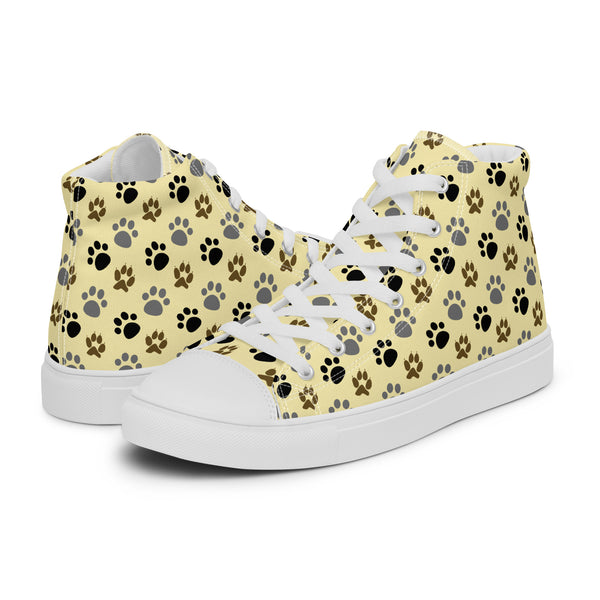 HA!LO Paw Print Cream #213 Men’s Canvas High Top Sneakers