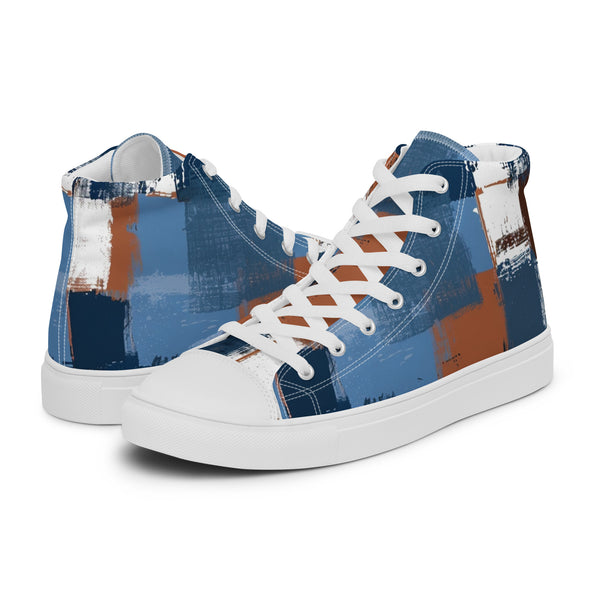 HA!LO Denim Plaid #228 Men’s Canvas High Top Sneakers