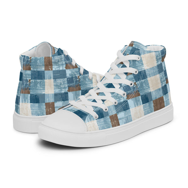 HA!LO Patchwork Blue #231 Men’s Canvas High Top Sneakers