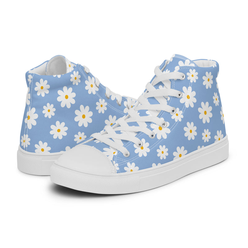 Blue Daisy High Top #238 - Canvas High Top Sneakers | HA!LO