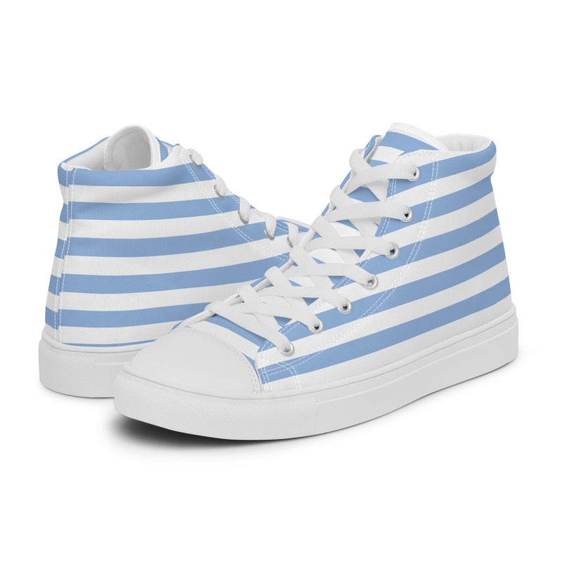 Blue Stripe High Top #242 - Canvas High Top Sneakers | HA!LO