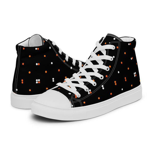 HA!LO Black Orange Dot #246 Men’s Canvas High Top Sneakers