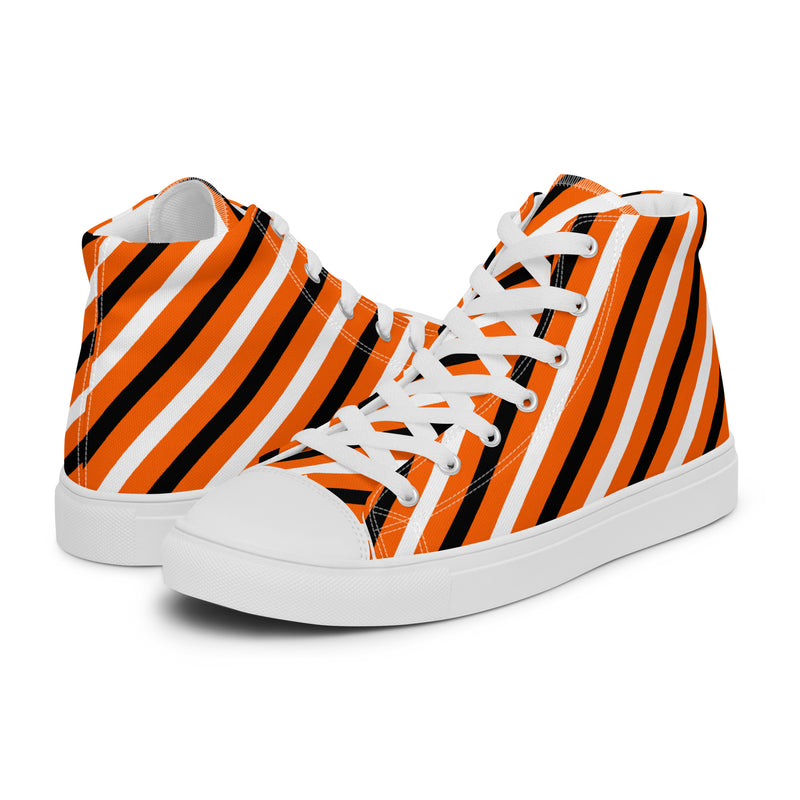 Orange Diagonal High Top #247 - Canvas High Top Sneakers | HA!LO