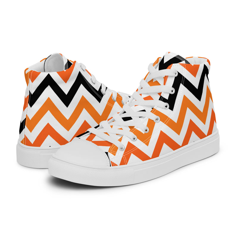 Orange Chevron High Top #252 - Canvas High Top Sneakers | HA!LO