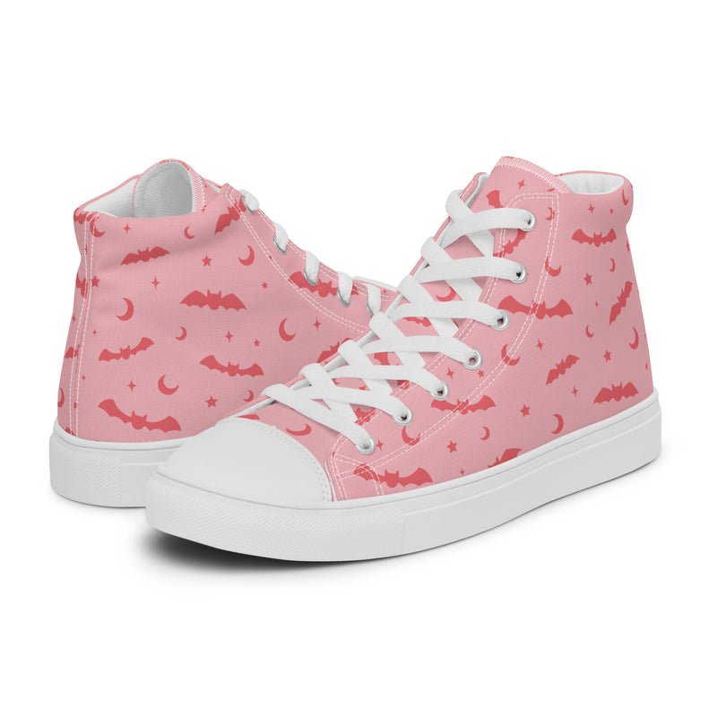 Pink Bat High Top #254 - Canvas High Top Sneakers | HA!LO