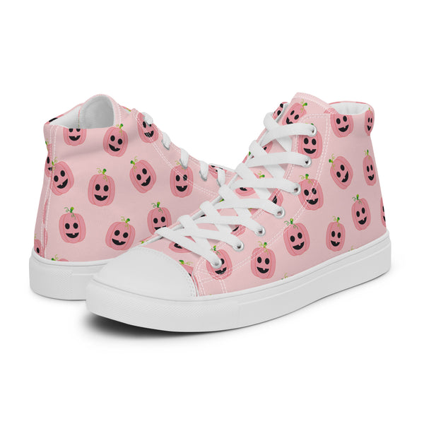 HA!LO Pink Pumpkin #259 Men’s Canvas High Top Sneakers