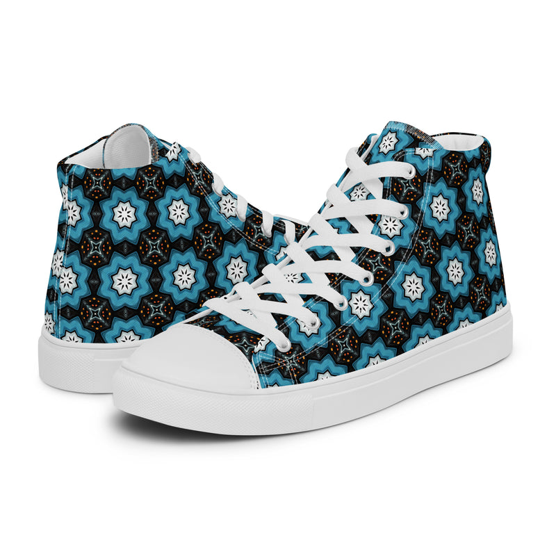 Teal Mandala High Top #293 - Canvas High Top Sneakers | HA!LO